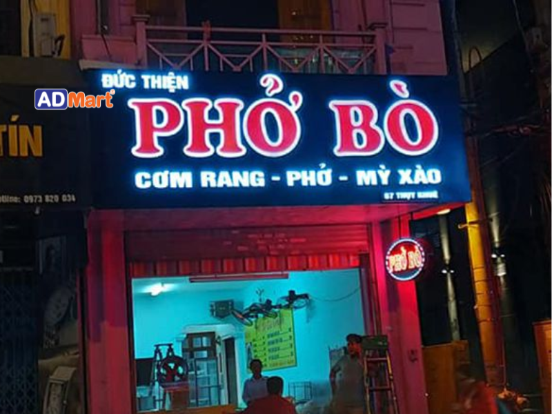 Những lưu ý khi lựa chọn vật tư cho bảng hiệu ăn đêm