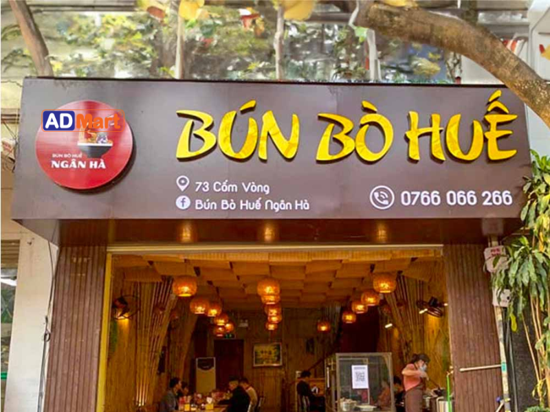 Các loại vật liệu phổ biến cho bảng hiệu bán bún