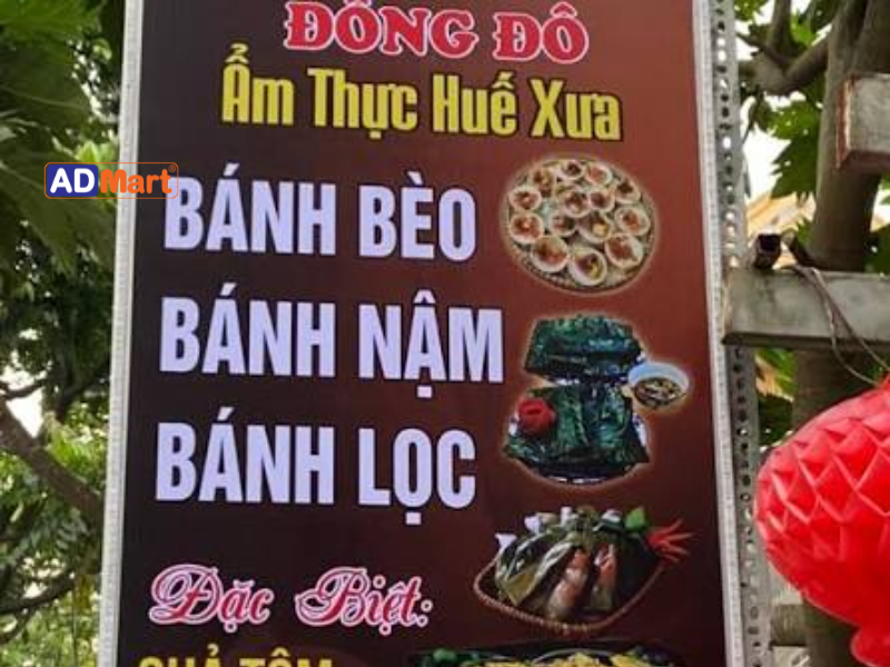 Bảng hiệu bánh bột lọc nên thể hiện những thông tin nào?