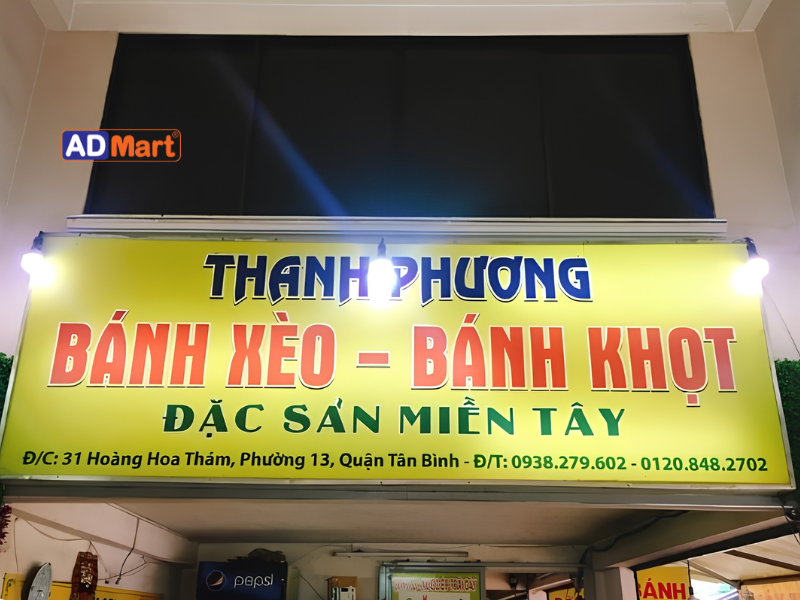 Các vật tư phổ biến để sản xuất bảng hiệu bánh khọt