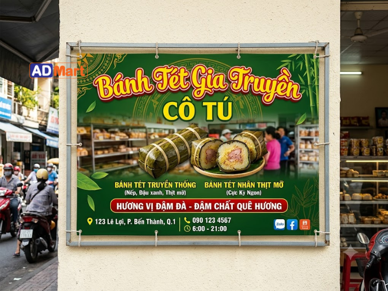 vật liệu phổ biến để làm bảng hiệu bánh tét