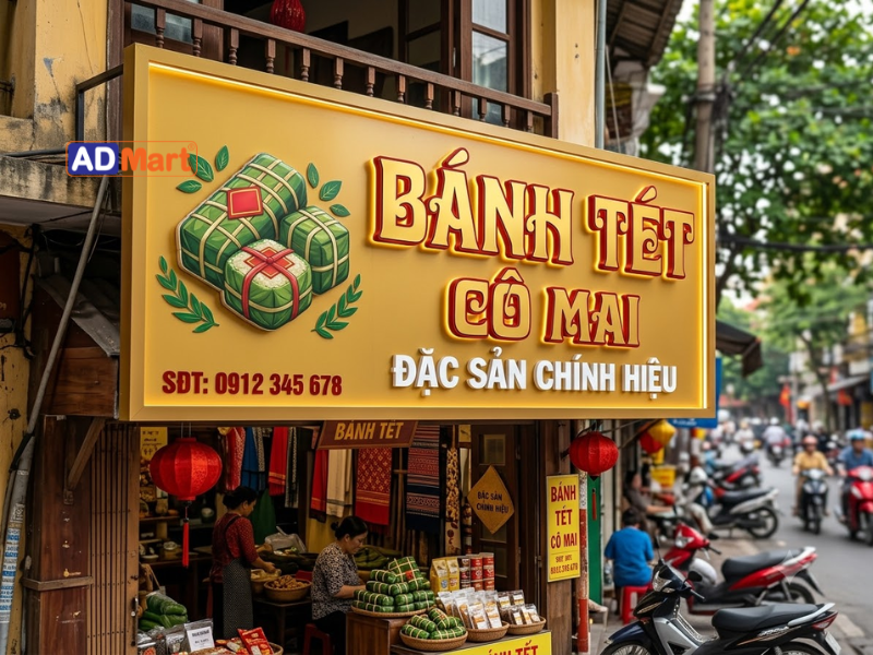 Xu hướng bảng hiệu bánh tét được nhiều cửa hàng lựa chọn