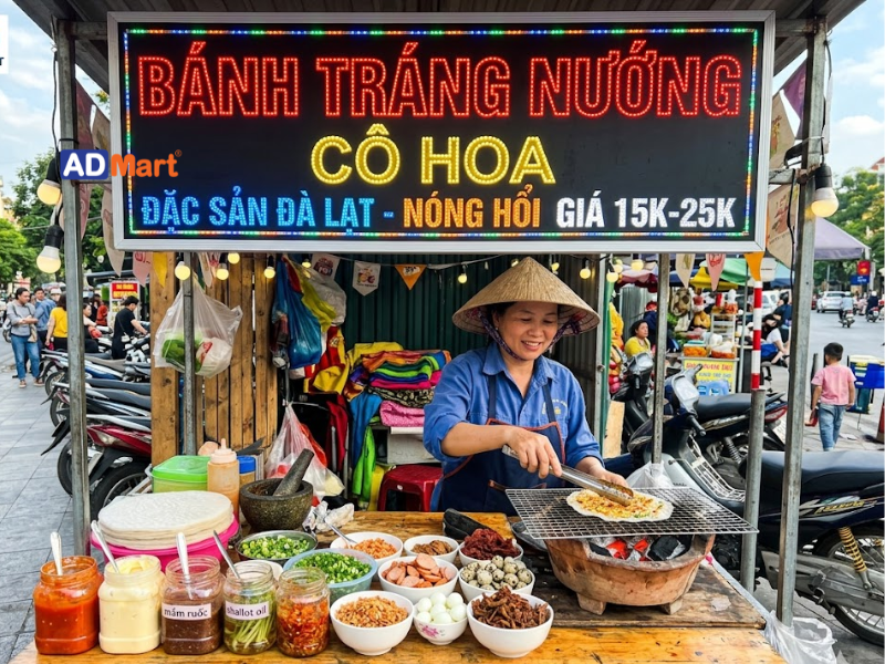 Vì sao cần đầu tư bảng hiệu bánh tráng nướng?