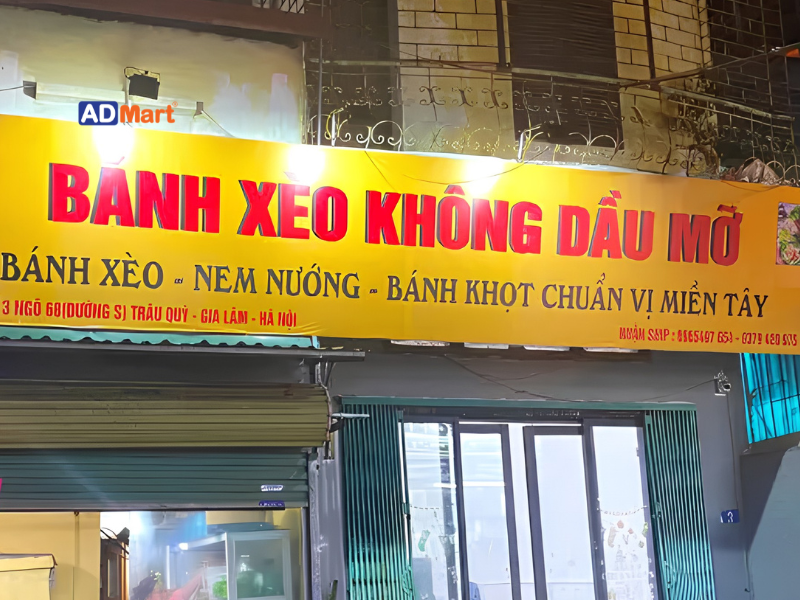 Vật liệu phổ biến cho bảng hiệu bánh xèo