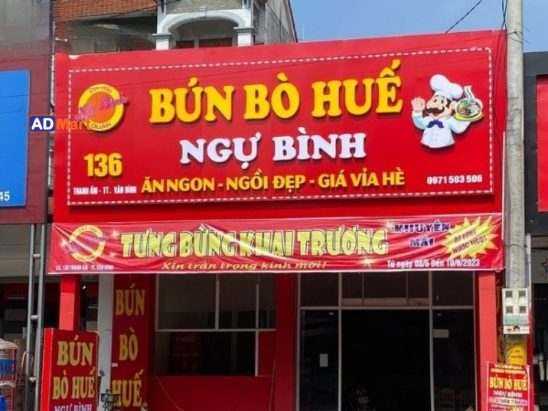 Bảng hiệu bún bò đẹp, thu hút khách hàng 