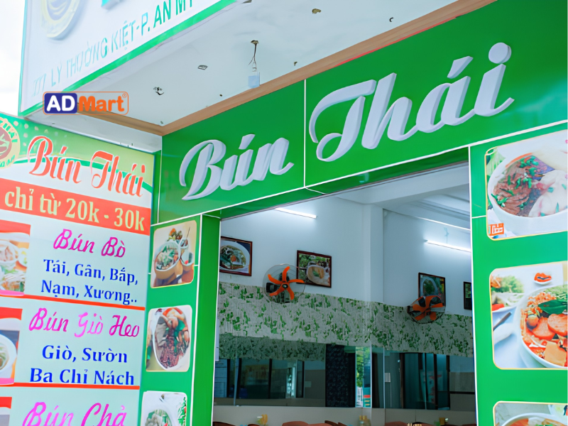 Các loại bảng hiệu bún thái phổ biến hiện nay