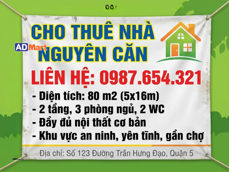 Cách làm bảng hiệu cho thuê nhà dễ nhìn, dễ nhớ