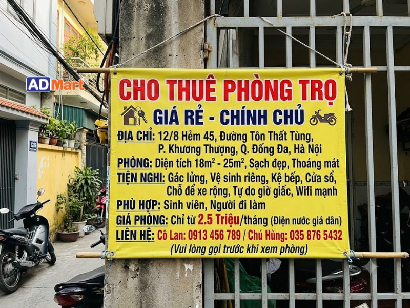 Bảng hiệu cho thuê phòng trọ nên sử dụng chất liệu nào?