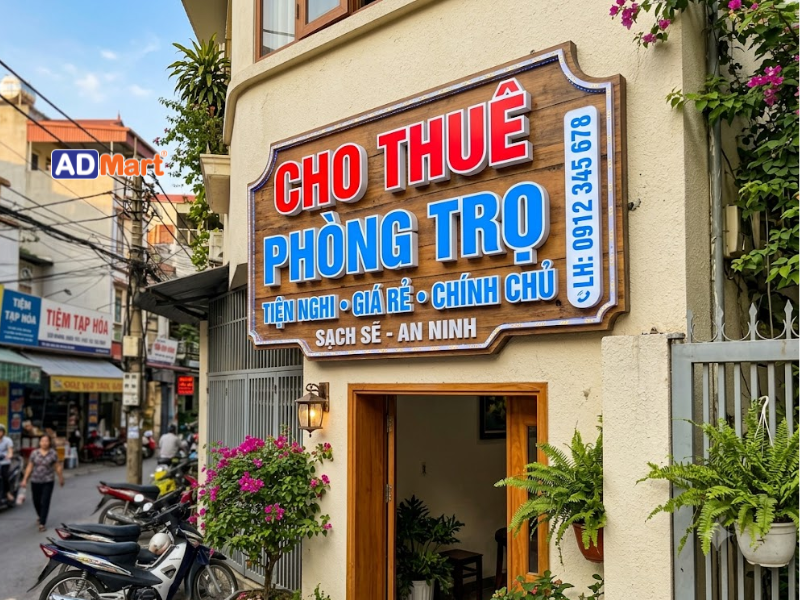 Bảng hiệu cho thuê phòng trọ đẹp, nổi bật giúp thu hút khách nhanh