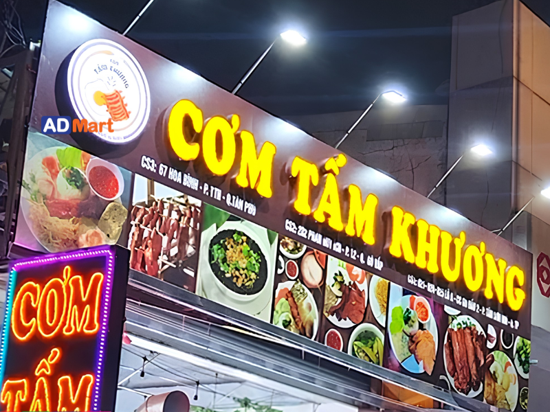 Phân tích vật liệu làm bảng hiệu cơm tấm