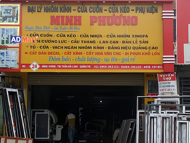 Chất liệu làm bảng hiệu cửa nhôm kính bền đẹp