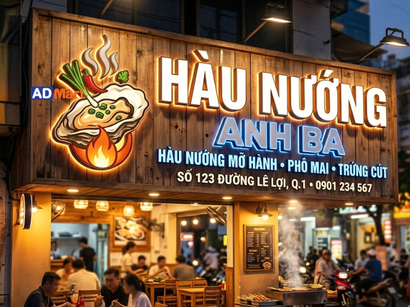 Vì sao quán hàu nướng cần đầu tư bảng hiệu chuyên nghiệp?