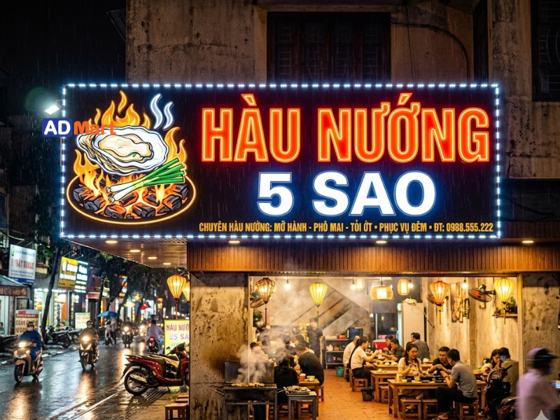 Bảng hiệu hàu nướng: Khái niệm và một số mẫu phổ biến