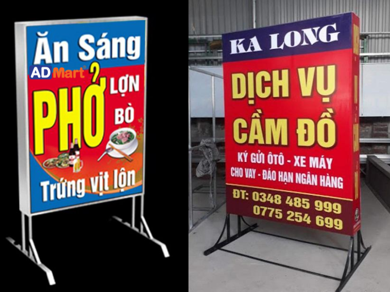 Những mẫu bảng hiệu hộp đèn đứng được sử dụng phổ biến