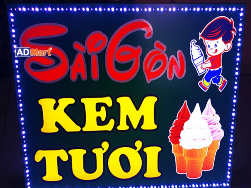Chất liệu làm bảng hiệu kem tươi bền đẹp