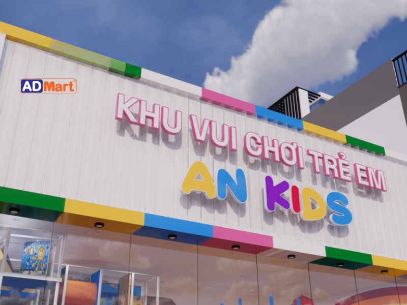 Bảng hiệu khu vui chơi trẻ em đẹp, thu hút, an toàn, bền bỉ