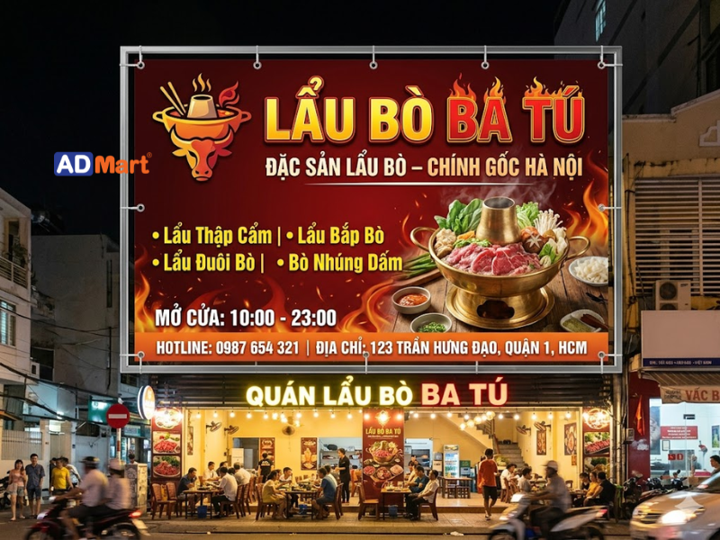 Bảng hiệu lẩu bò là gì? Một số mẫu bảng hiệu nổi bật