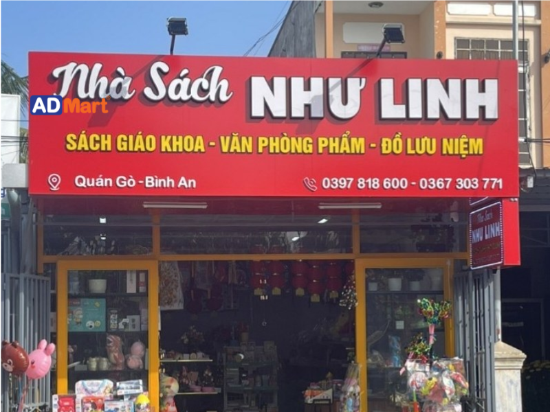 Kích thước và vị trí lắp đặt bảng hiệu nhà sách