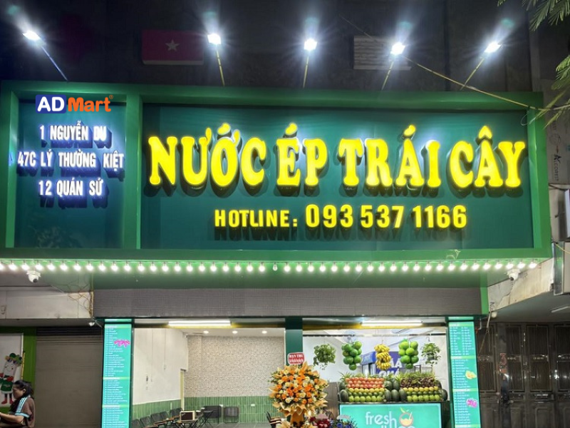 Khái niệm, ưu điểm bảng hiệu nước ép trái cây