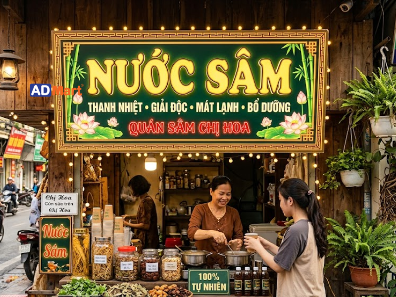 Phân tích vật liệu làm bảng hiệu nước sâm