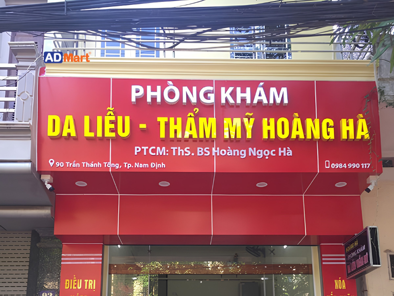 Các chất liệu vàng cho bảng hiệu phòng khám da liễu bền đẹp