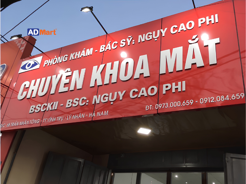 Các chất liệu hàng đầu cho bảng hiệu phòng khám mắt