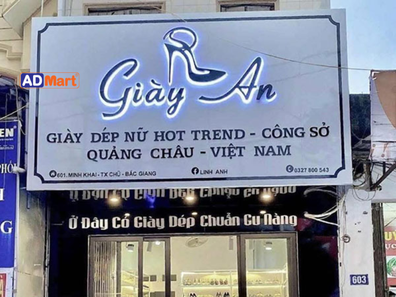 Các loại bảng hiệu shop giày phổ biến hiện nay