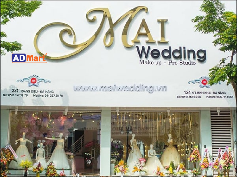 Vai trò và chất liệu làm bảng hiệu showroom váy cưới