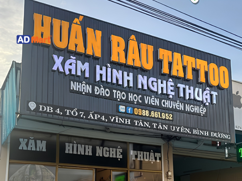 Bảng hiệu tattoo đẹp, độc chất giúp studio nổi bật và thu hút khách