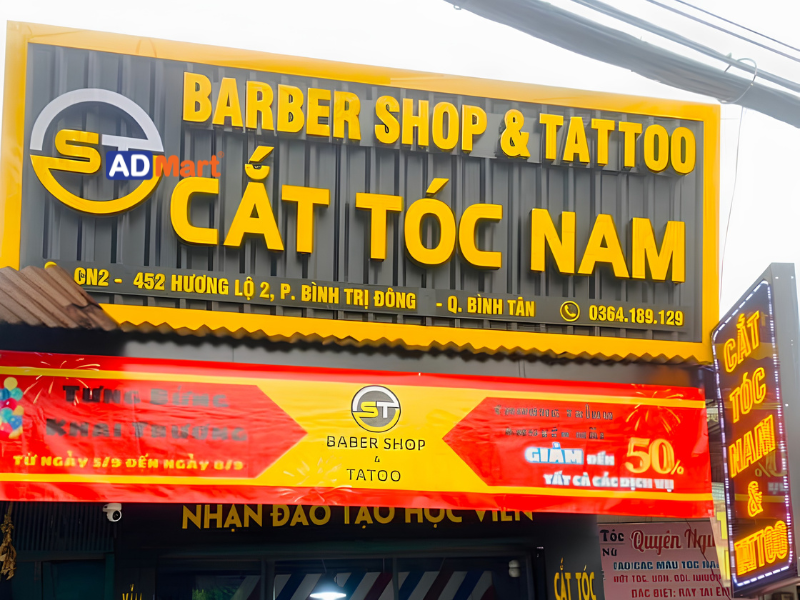 Chất liệu làm bảng hiệu tóc
