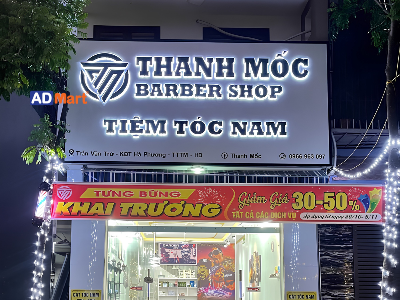 Bảng hiệu tóc nam đẹp, chất liệu bền và màu sắc thu hút khách hàng