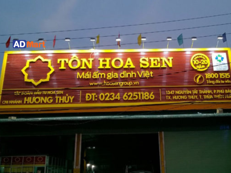 Bảng hiệu Tôn Hoa Sen là gì? Những vật liệu thường dùng để thi công