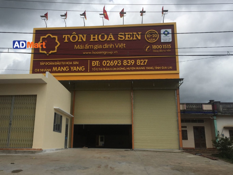 Những vật liệu thường dùng để thi công bảng hiệu Tôn Hoa Sen