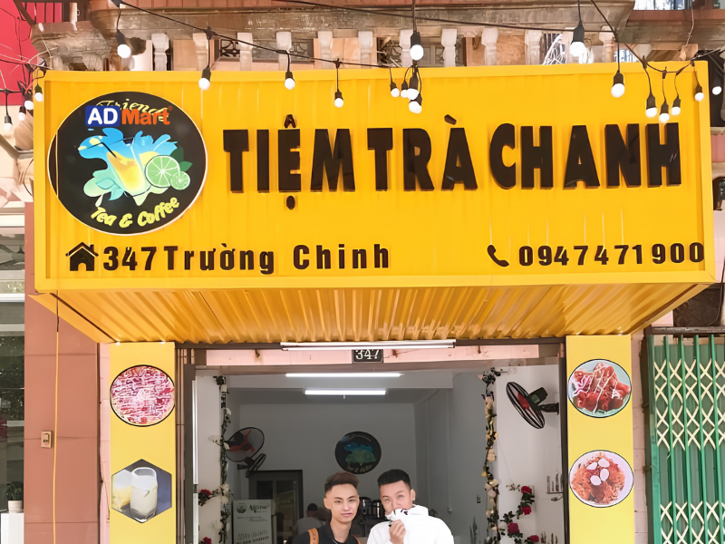 Phân tích chất liệu làm bảng hiệu trà chanh giã tay