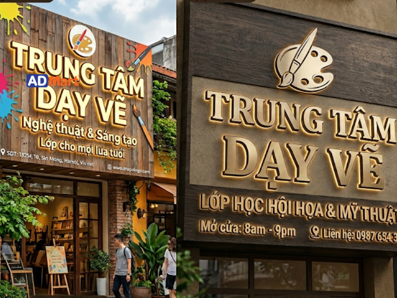 Xu hướng thiết kế biển hiệu trung tâm dạy vẽ hiện nay