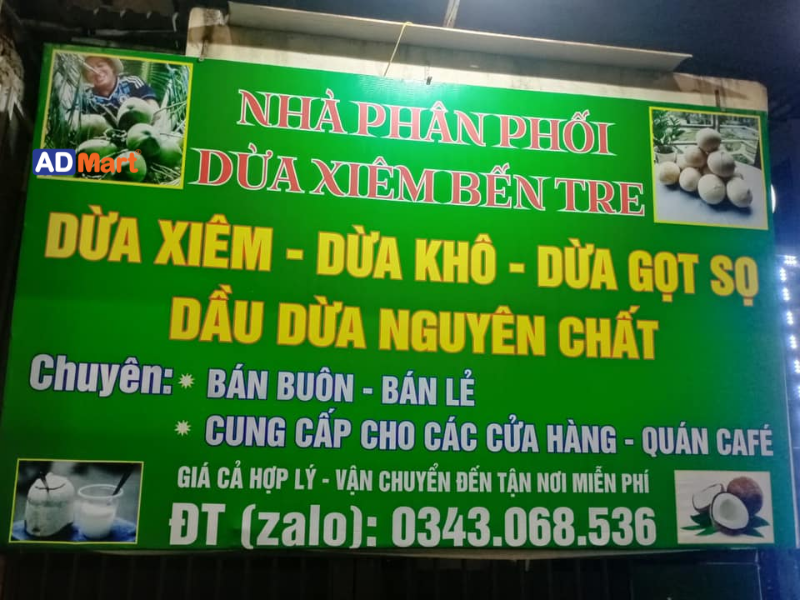 Một số lưu ý làm bảng hiệu vựa dừa thu hút khách