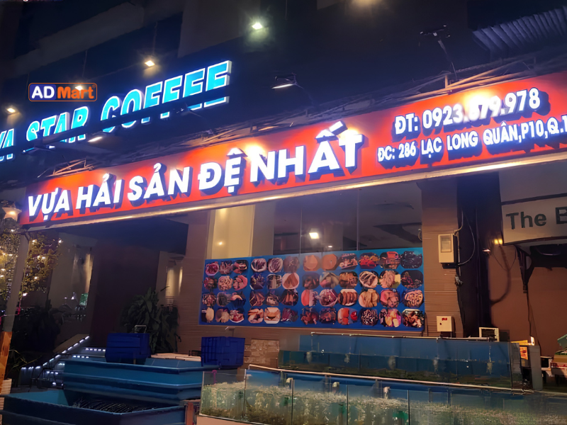 Mẫu bảng hiệu vựa hải sản đẹp, ấn tượng
