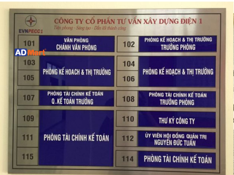 Tiêu chí lựa chọn biển chỉ dẫn văn phòng chất lượng
