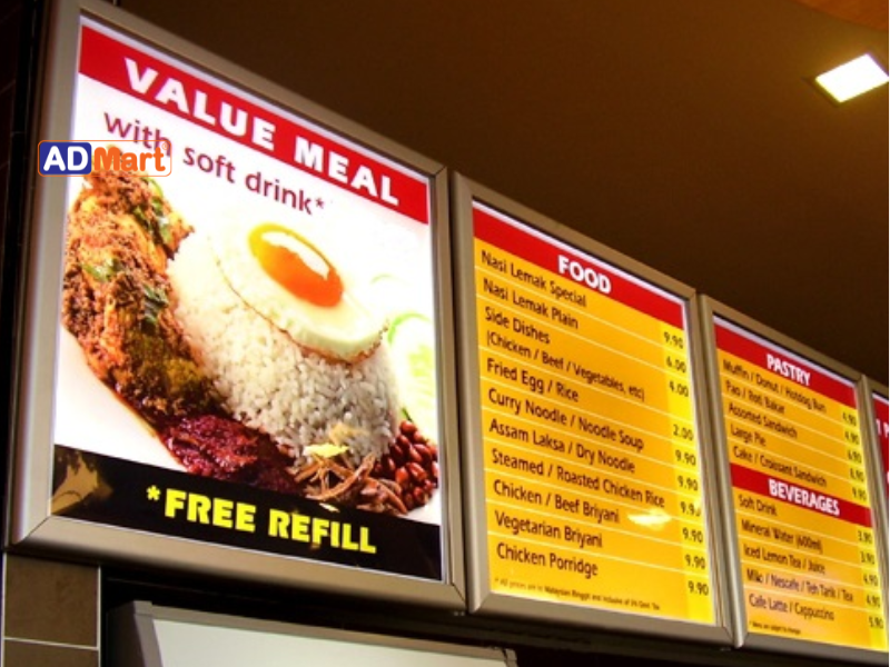 Hộp đèn menu nhà hàng: Giải pháp hiển thị menu nổi bật, dễ đọc