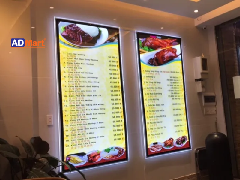 Tiêu chí lựa chọn hộp đèn menu nhà hàng
