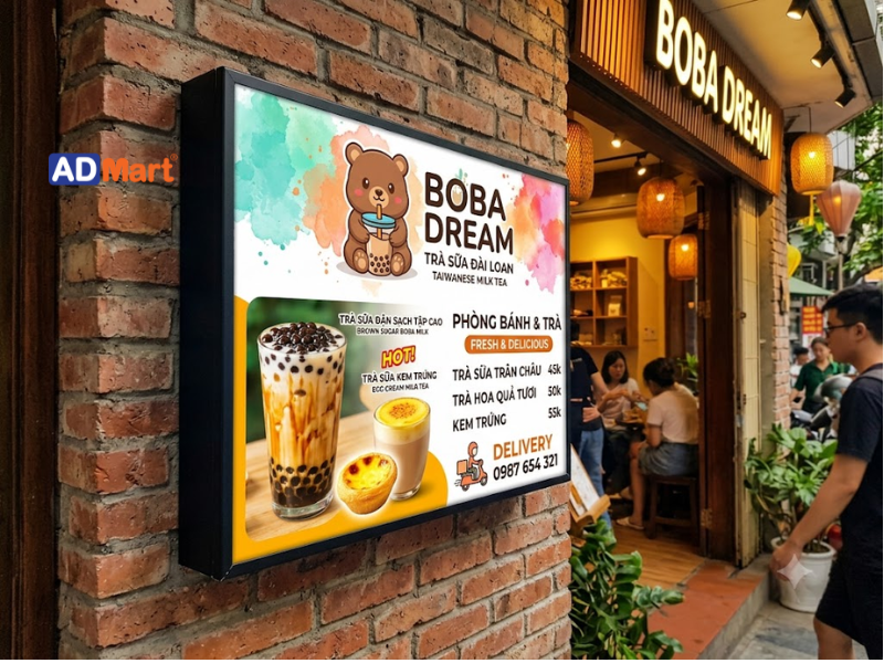 Hộp đèn trà sữa là gì? Một số loại hộp đèn trà sữa ngoài trời