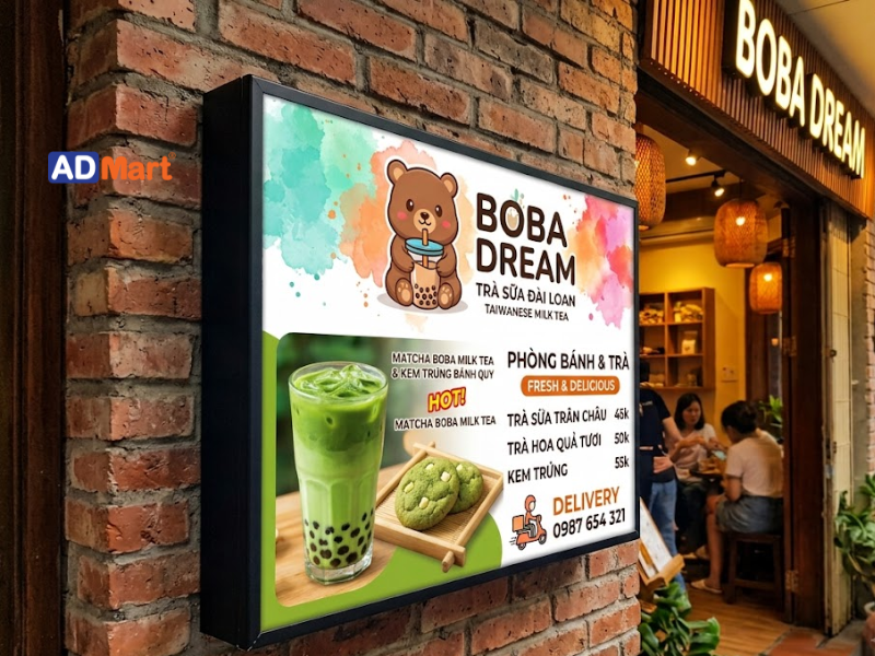 Một số loại hộp đèn trà sữa ngoài trời