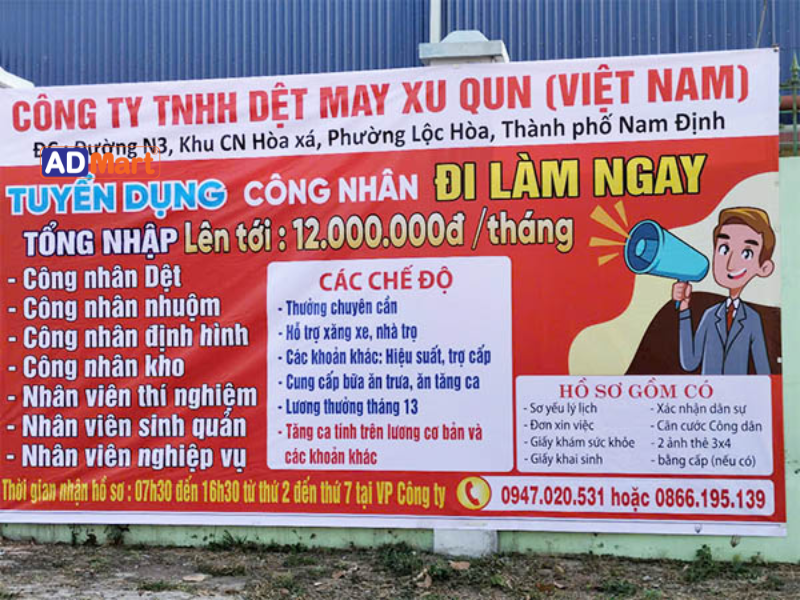 In bạt tuyển dụng: Chọn chất liệu và công nghệ in tốt cho doanh nghiệp