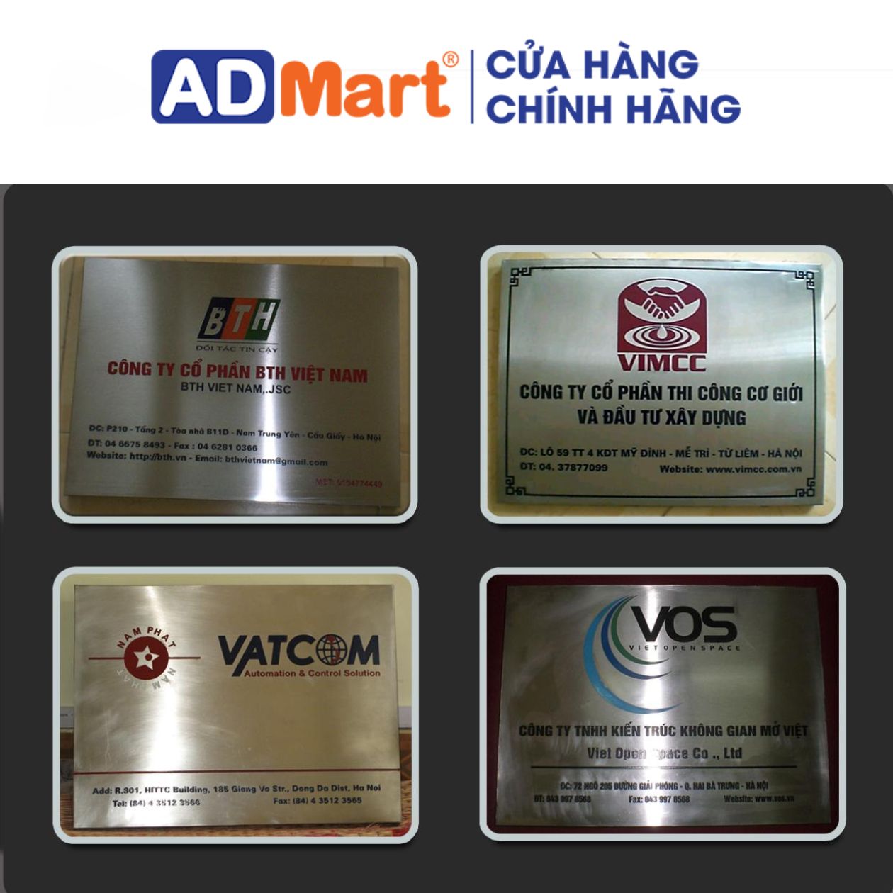 Một số mẫu biển inox cho công ty