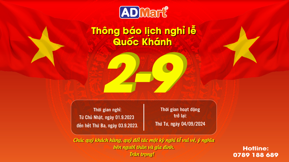 THÔNG BÁO LỊCH NGHỈ LỄ QUỐC KHÁNH 2/9