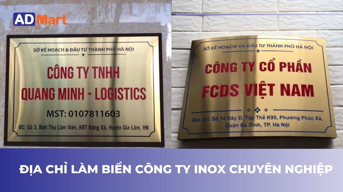 Địa chỉ làm biển công ty inox đẹp, chuyên nghiệp