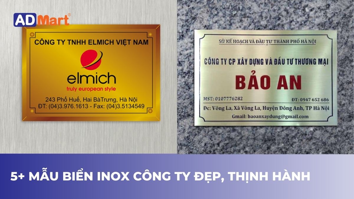 5+ mẫu biển inox công ty đẹp, thịnh hành hiện nay 