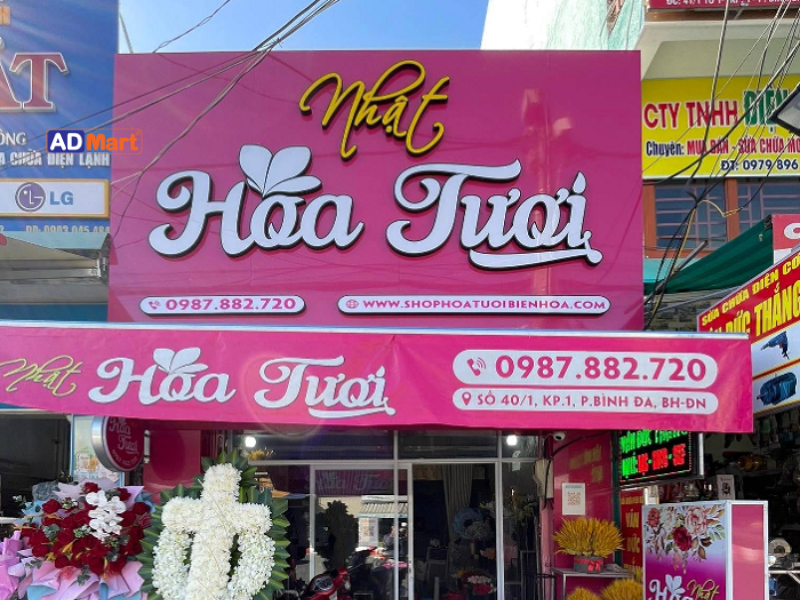 Một số loại bảng hiệu shop hoa phổ biến