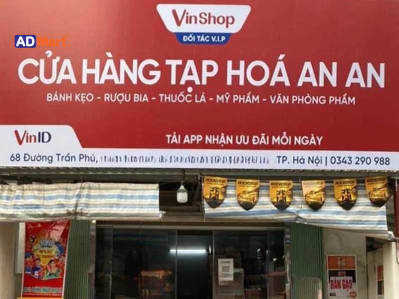 Bảng hiệu tạp hoá sử dụng in UV bền đẹp, nổi bật, giá tốt