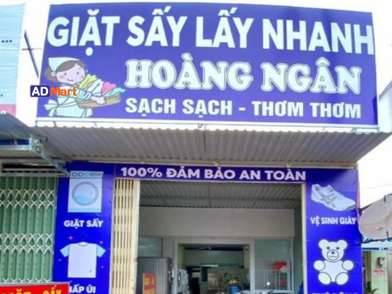 Biển giặt sấy in UV bền đẹp, sắc nét, thu hút khách giặt là